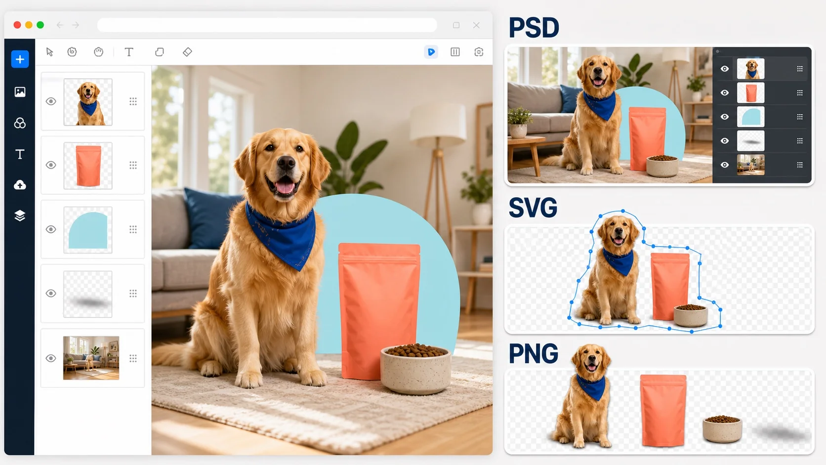 EzLayers Web Canvas Workspace & Multi-Format Exports