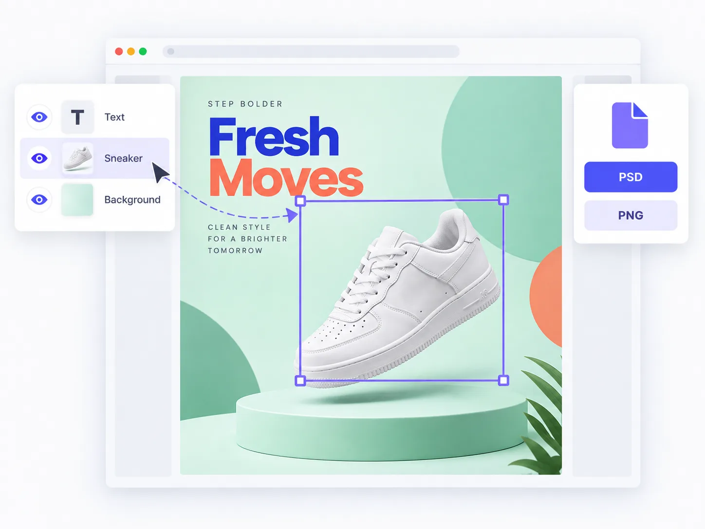 Interactive Canvas Editing & Layered PSD Export