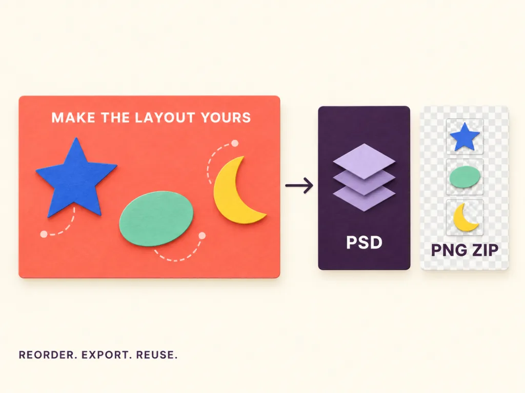 Browser Canvas & Dual Export: PSD + PNG Stack